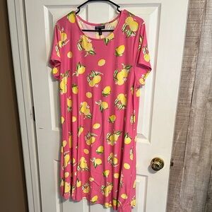 Allison Brittney Pink Dress with Lemon Print